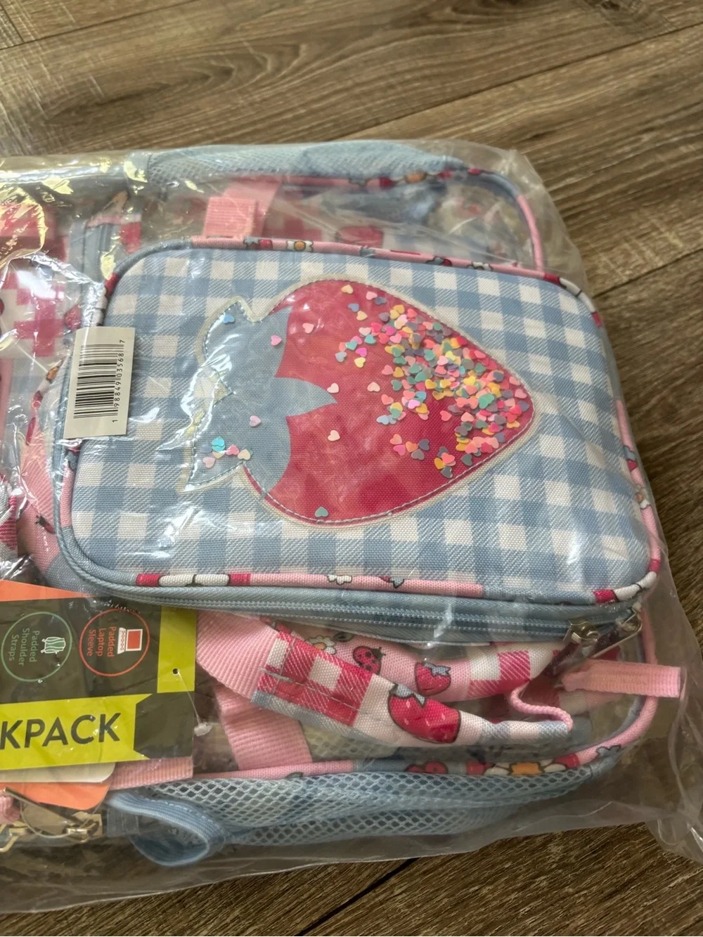 Girls Confetti Strawberry Backpack Set